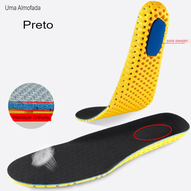 Palmilhas ortopédicas de espuma de memória, suporte esportivo para cuidados com os pés