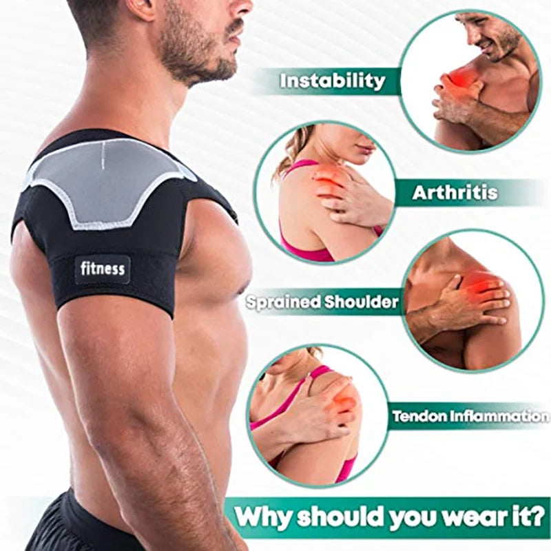 Suporte de compressão de ombro ajustável cinta com almofada