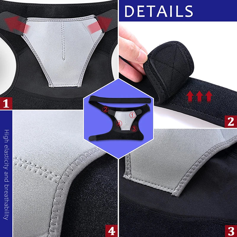 Suporte de compressão de ombro ajustável cinta com almofada