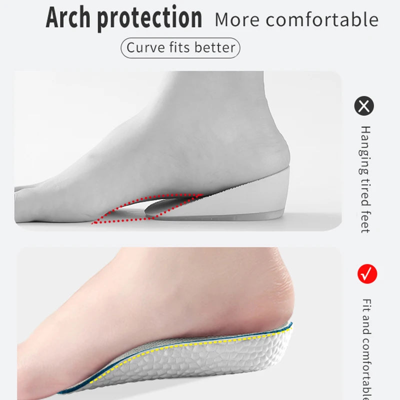 Height Increase Insoles Men Women Shoes Flat Feet Arch Support Orthopedic Insoles Sneakers Heel Lift Memory Foam Soft Shoe Pads
